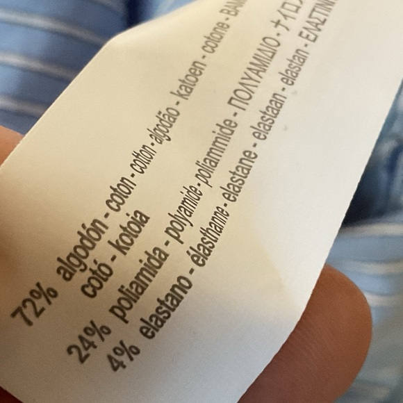 ZARA BLUE WHITE STRIPE COTTON BLEND V NECK POPLIN BLOUSE  WITH VENTS SIZE M - Picture 10 of 11